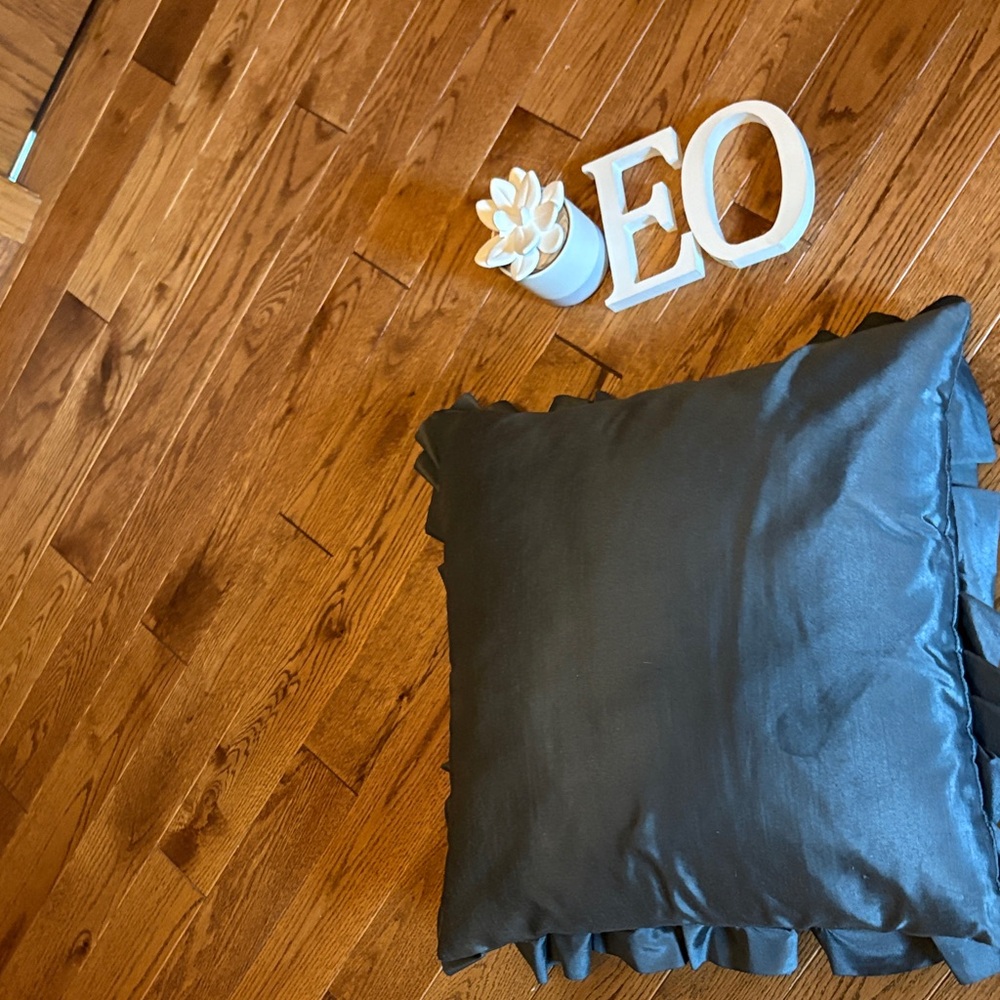 Grey Ruffled Throw Pillow - Picture 2 of 2